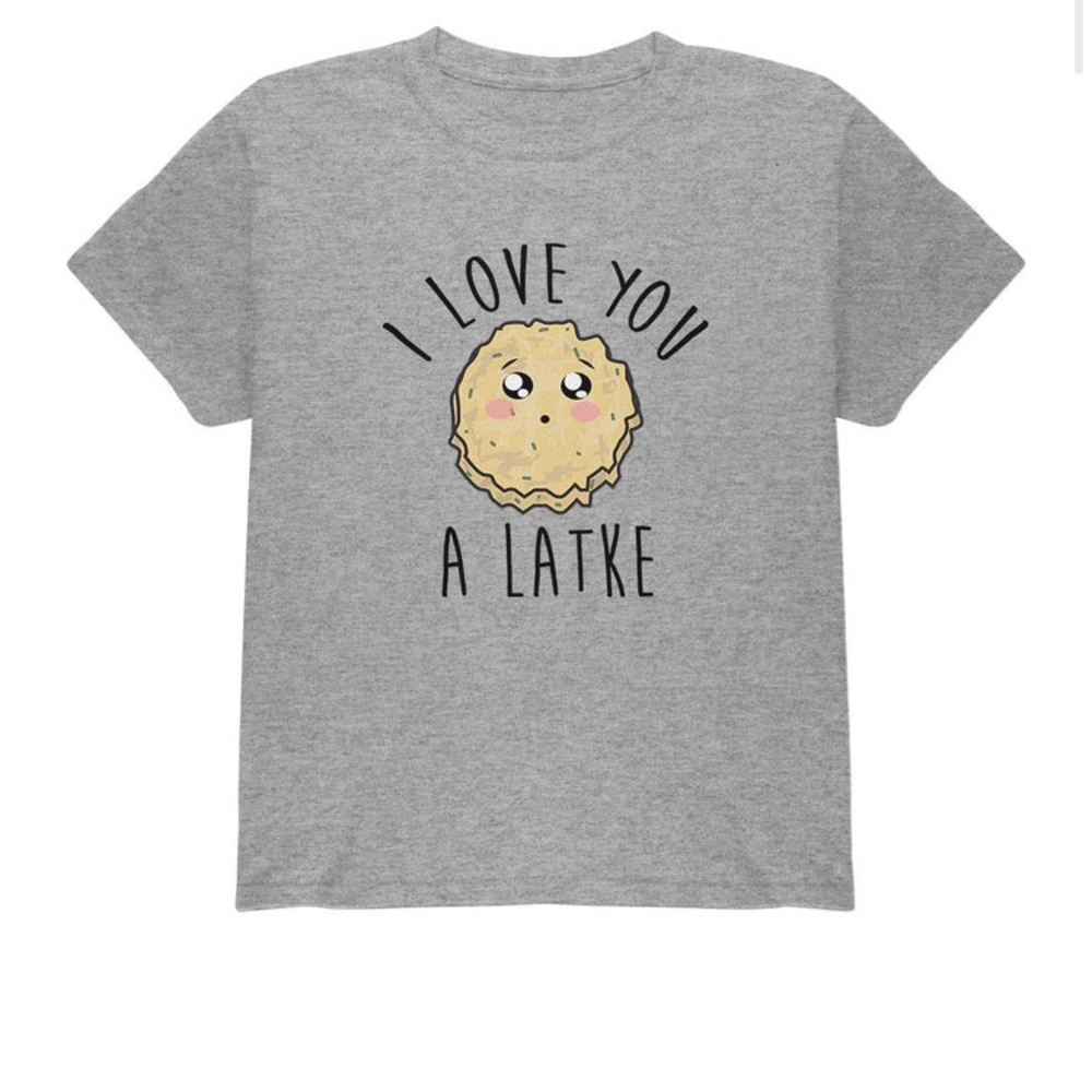 Hanukkah I Love You A Lot Latke Youth T Shirt L Grey